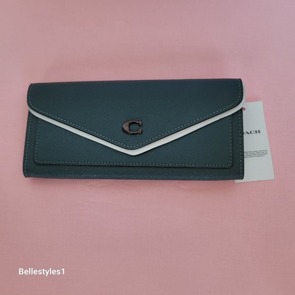 COACH Wyn Envelope Crossgrain Leather Wallet- Forest color - Picture 9 of 16